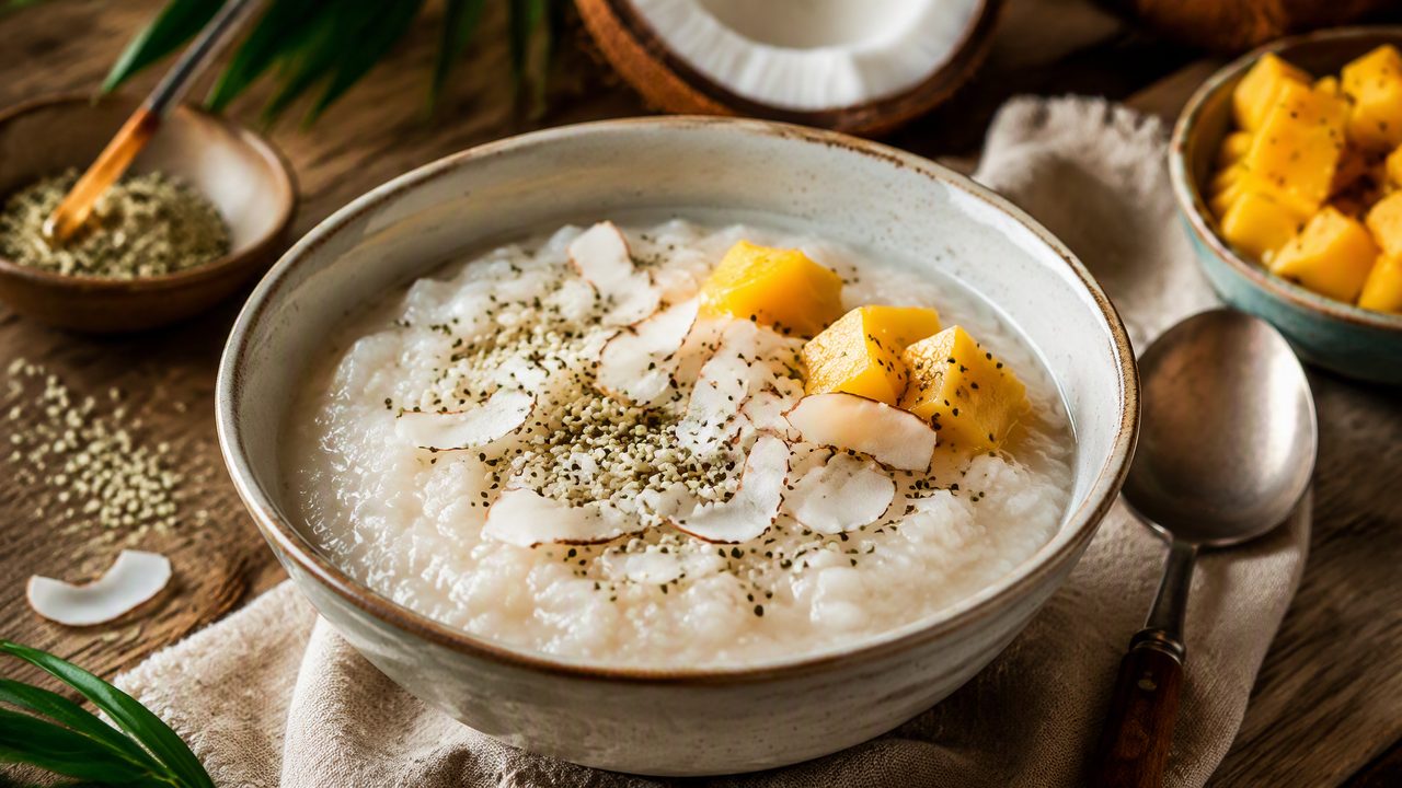 Рисовая каша на кокосовом молоке с семечками
