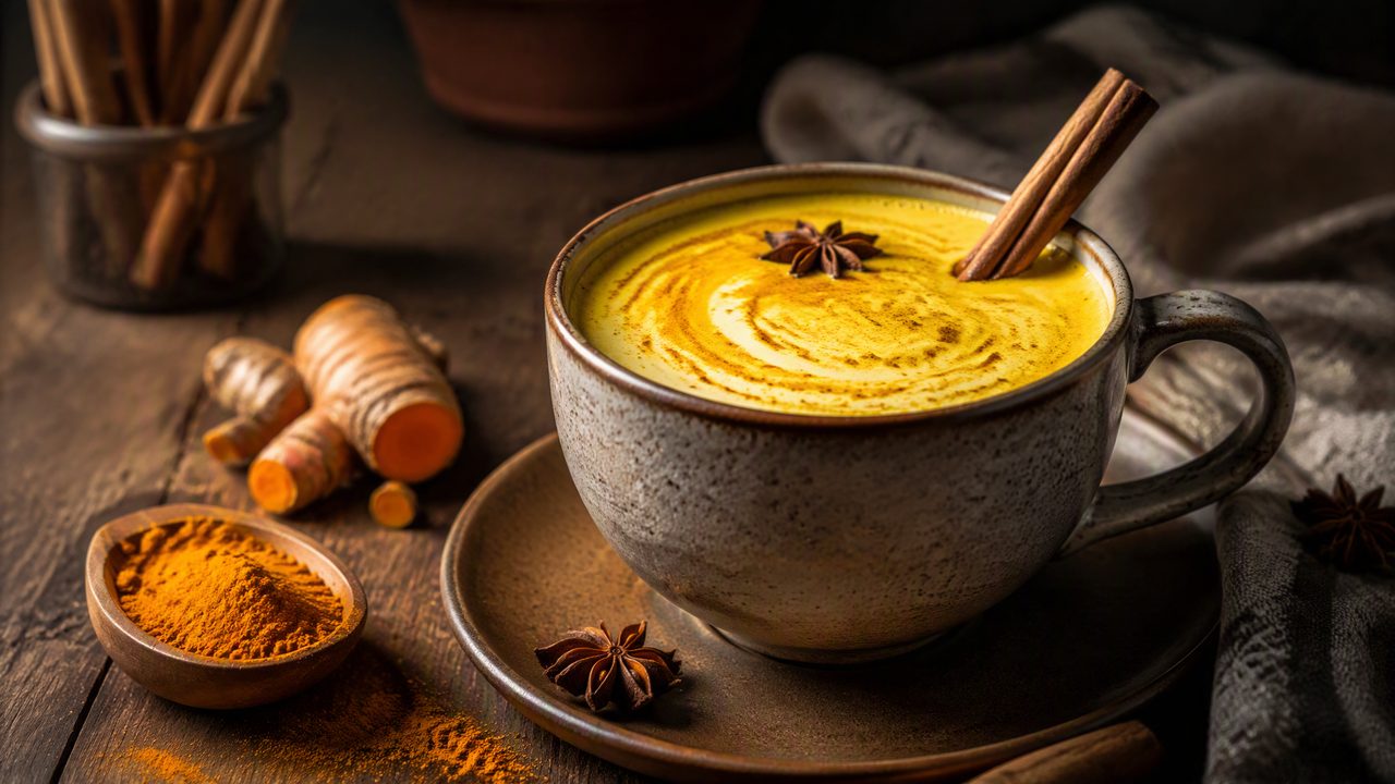 Золотое молоко с коноплёй и куркумой